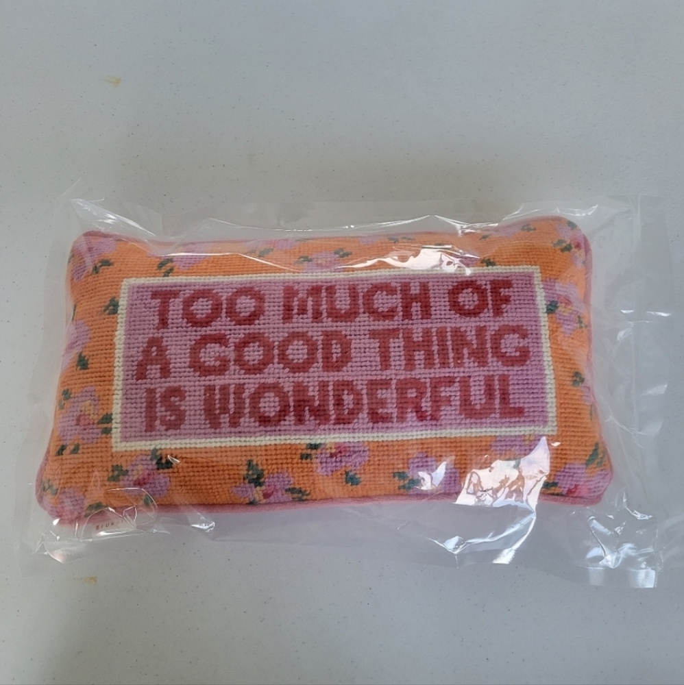 Embroidered Orange Floral Statement Pillow - "Too Much of a Good Thing" - Picture 5 of 6